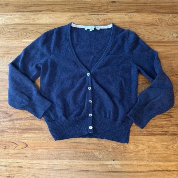 Boden Cashmere Cardigan Sweater Women’s 4 Dark Blue Button Up Long Sleeve - Picture 2 of 10
